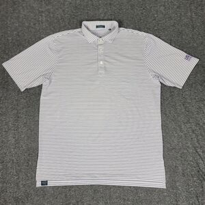 Turtleson Men’s XL Golf Polo White Purple Stripe Performance Stretch US Concrete